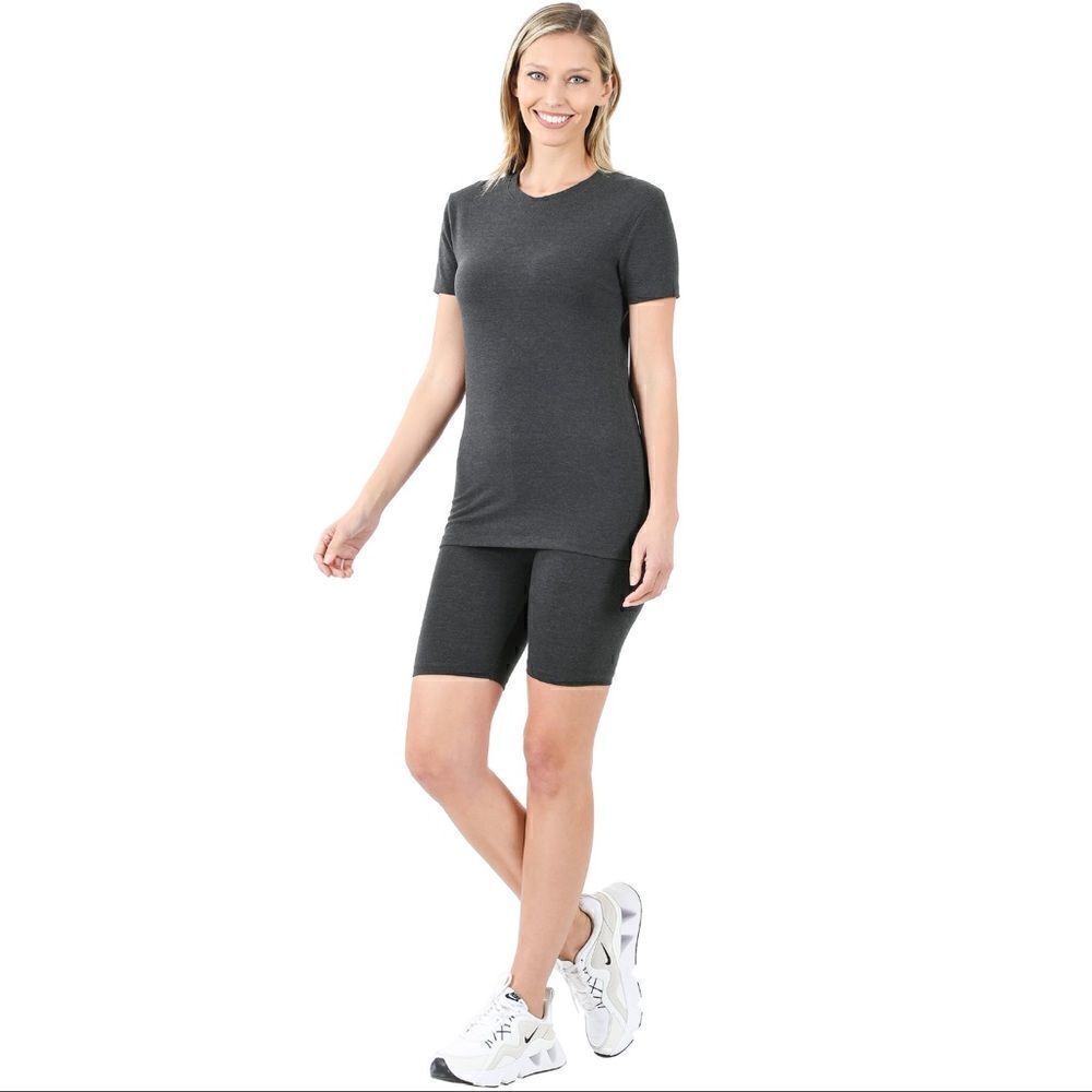 NWT COTTON ROUND NECK TOP & BIKE SHORTS SET